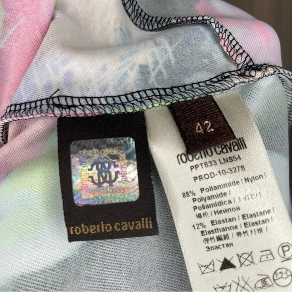 Roberto Cavalli Colorful Black Floral Blouse Women’s Size 42 Designer Preppy - Picture 9 of 13